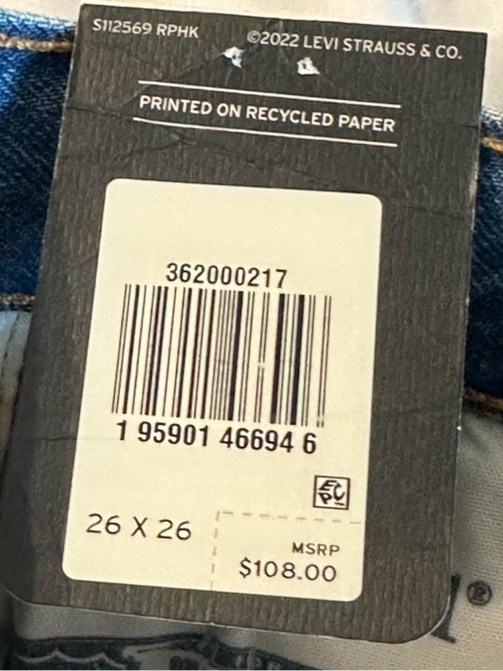 Levi's 501 Blue Jeans with White Floral Print - Picture 6 of 8